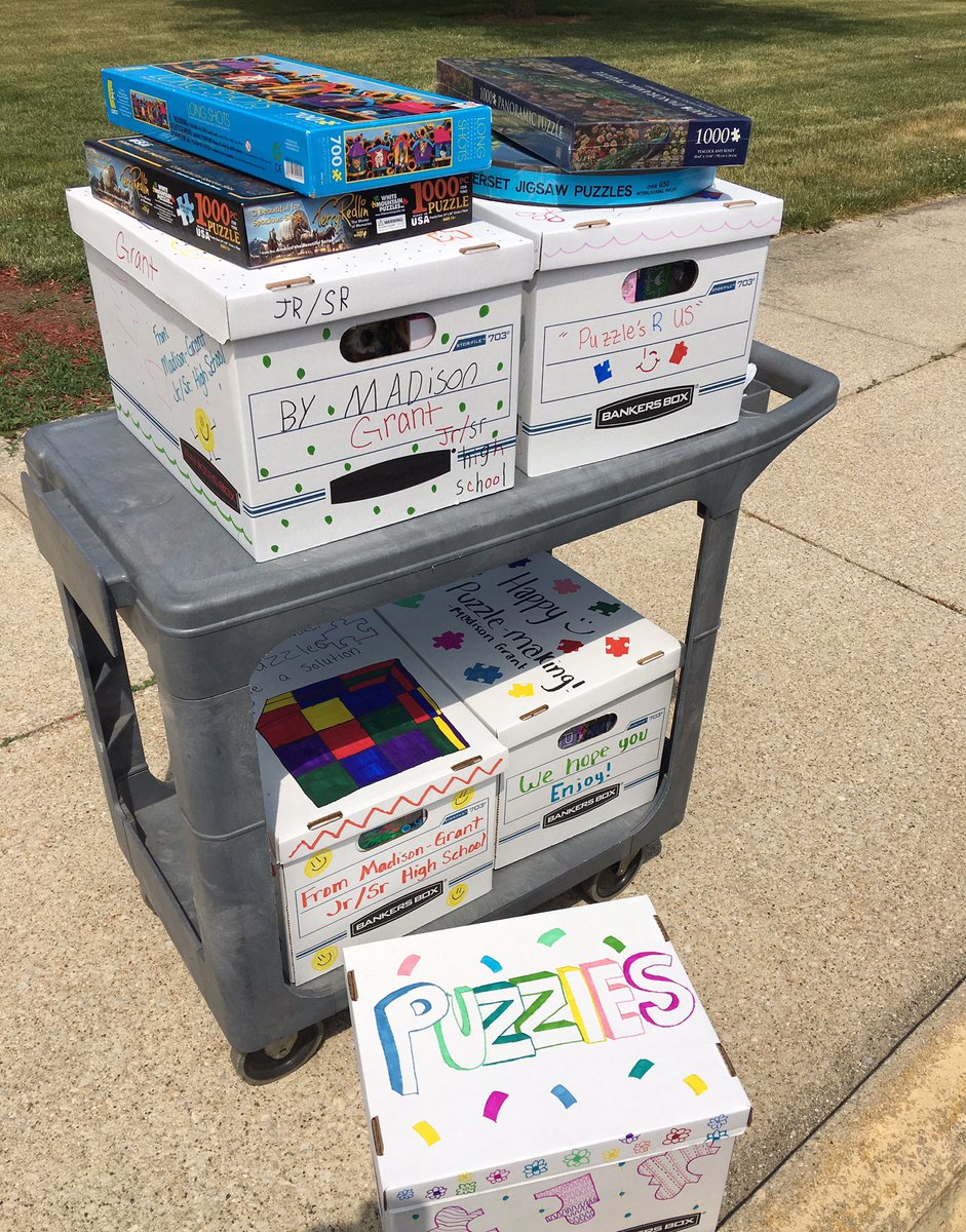 Loading up to deliver over 70 puzzles to 5 area senior care centers! Great job M-G! You are making a difference. #WeAreMG #servicelearning #philanthropy