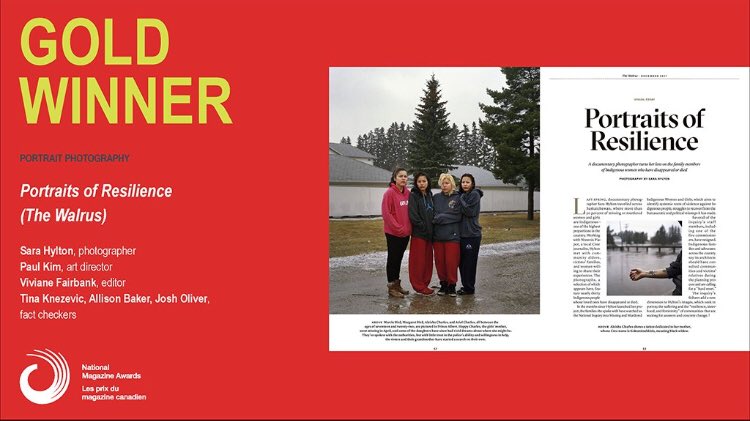 sarahyltonphoto's tweet photo. Deeply humbled to have won the National Magazine Award for Portrait Photography for my project exploring missing and murdered Indigenous women in Canada beautifully published by @thewalrusmag The work must go on #mmiw #nma18 https://t.co/E9yjyEKmt1