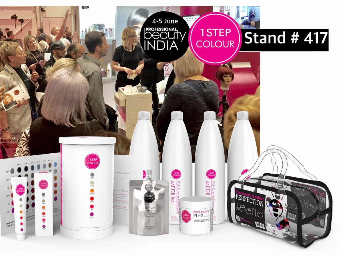 colourplacement's tweet photo. 1StepColour @ Professional Beauty India 4-5 June #Delhi #india  #colourplacement #colour #1stepcolour #inventive #hairdresser #tools #creative #love #original #color #placement #bleachandtone #bleach #sand #red #grey #twister #bleachwithplex https://t.co/L1YJTbLMcc