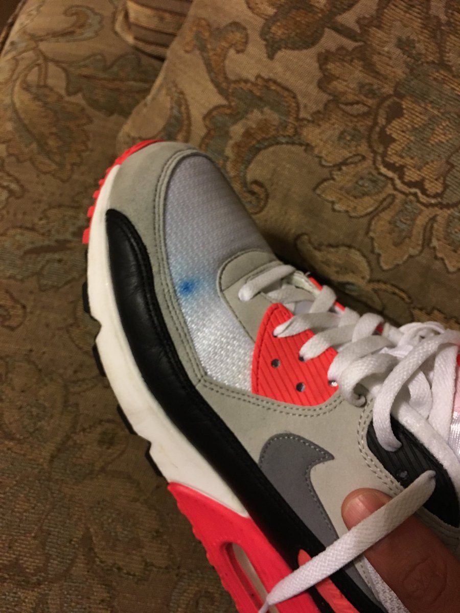 JasonDorrier's tweet photo. Not even #crepeprotect or @jason_markk could save my #am90s 😢 Damn sky blue eternal ink https://t.co/C6gzFGvWU1