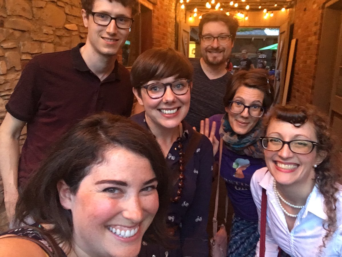 TheBardolator's tweet photo. Had the most delightful evening of #adjunctsolidarity with these wonderful friends and scholars! @Lady_Electric @DisasterScholar https://t.co/K25Ks03bRR