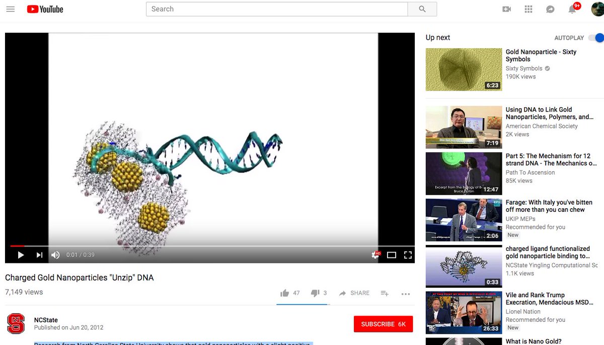 Related above vid: Research from NC State University shows that gold nanoparticles w/ a slight positive charge work collectively to unravel DNA. This finding has ramifications for gene therapy research & the emerging field of DNA-based electronics. @POTUS  #QAnon  #QArmy  #QAnonDNA