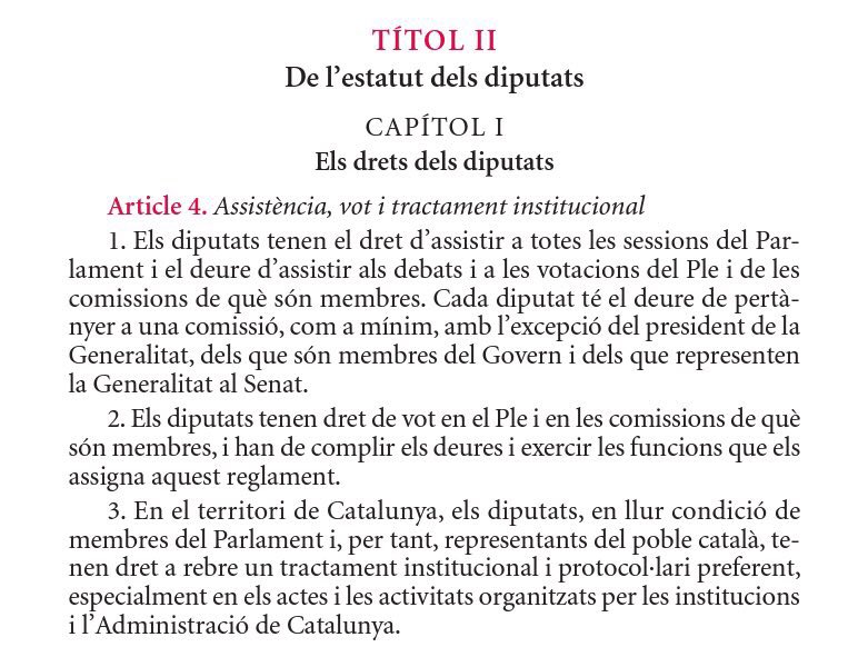 <a href="/salvadorcot/">Salvador Cot</a> Aquest costum que està agafant l’oposició de sortir de les votacions, de no assistir en actes que no els agraden i de faltar al respecte a diputats i al president, com si el <a href="/parlamentcat/">Parlament de Catalunya</a> fos ple de nens mal educats..., potser que comencem a sancionar-ho, oi, MHP <a href="/rogertorrent/">Roger Torrent i Ramió 🎗</a>?
