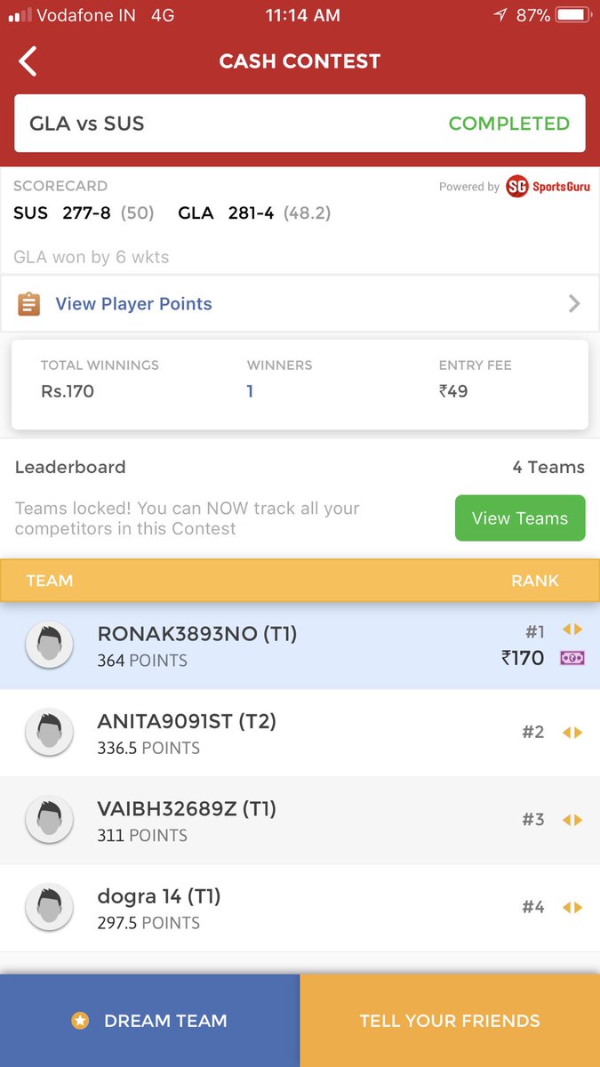 ViratKohli_007's tweet photo. #GLAvsSUS #ENGODD Won All Contest 😍❣️ Also Those Who Won With Our Team #PlzzPostWinnings 😊❣️ Congrats All ❣️🎖#IPL #Dream11 #NBA #England 😊❣️ #NBA https://t.co/bOGhxi32Qm