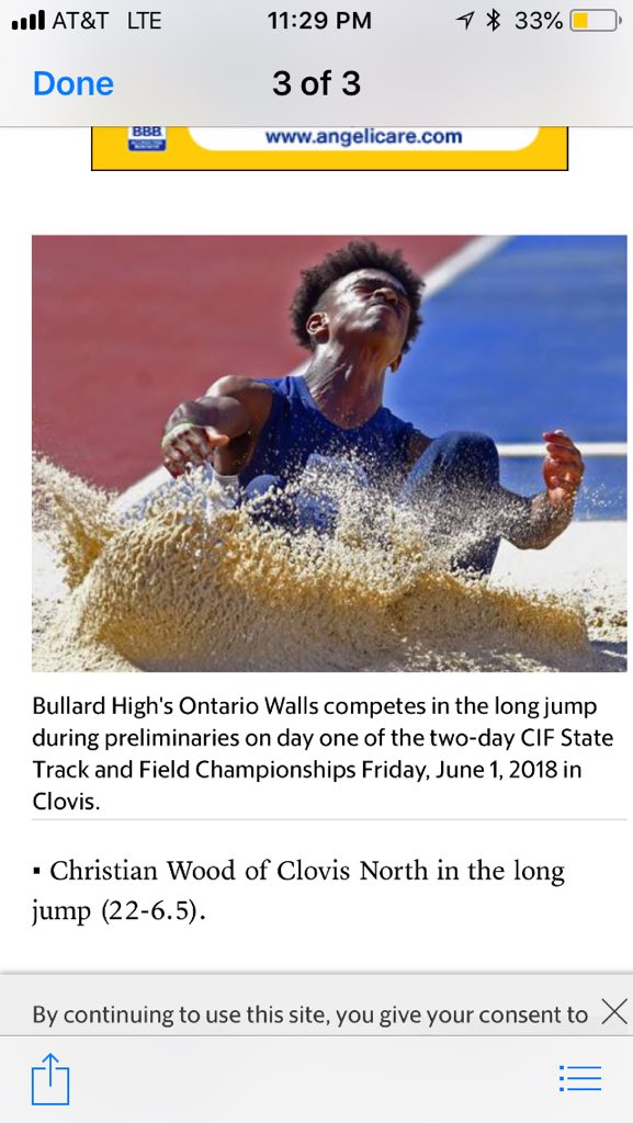 BullardTrack's tweet photo. Ontario walls is moving on to the CA State Finals tomorrow 6/2 at Buchanan HS. He qualified with a leap of 23-1 in the state prelims and is ranked 5th going in. Stay tuned. https://t.co/Ik9BAoSfKU