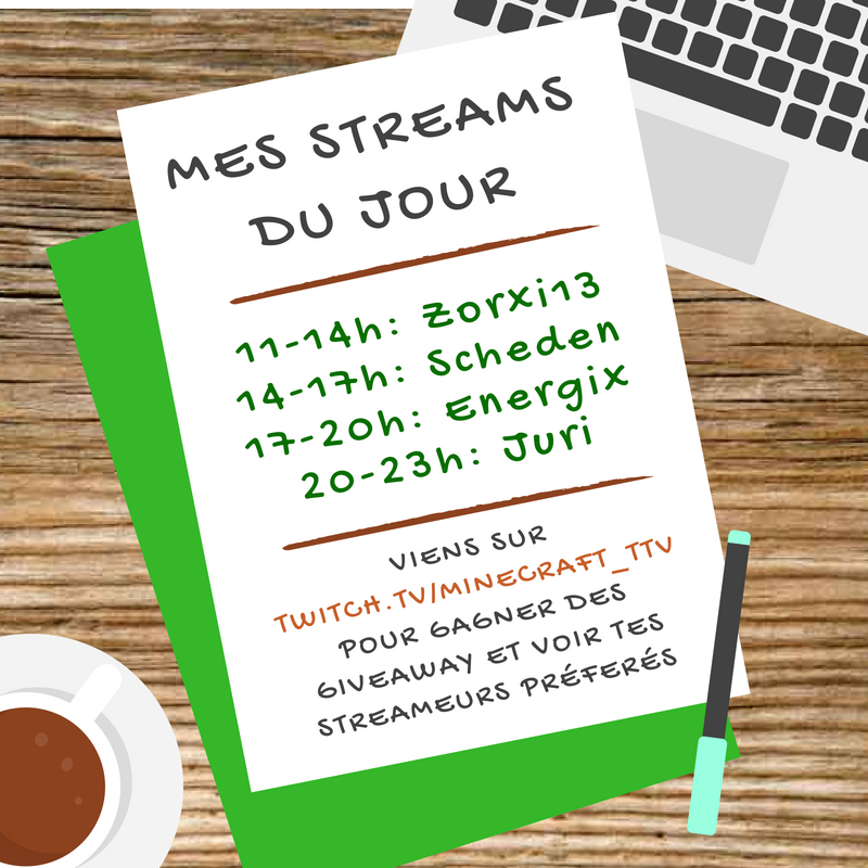 Minecraft_TTV's tweet photo. C'est enfin le week-end ! On va pouvoir se reposer et profiter ! Voici le planning de la journée sur https://t.co/u3l8WN7GYg https://t.co/H9NJTP6gwm