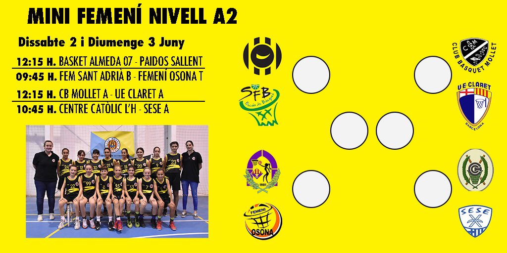 ASRBasketAlmeda's tweet photo. Les #minijefasonfire després d’una gran temporada porten al #MF07ALM a una nova FASE FINAL!!
Excel·lents partits aquest cap de setmana que determinaran els 4 equips de #finala4
🏀 #MF07ALM - @BasquetSallent
⌚️ 12:15
📍 Pavelló Almeda
#adnAlmeda #F8MiniA2BQ #ontour https://t.co/YidK4Jeu5e