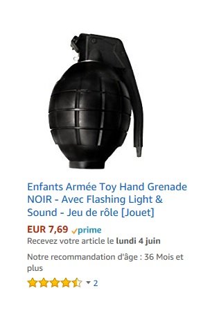 Slyaah_PopCorn's tweet photo. En cherchant un jouet d'imitation de bricolage sur @AmazonFR j'ai eut ça dans mes suggestions de bas de page. 

Il n'y a que moi que ça choque, une grenade pour enfant ? (Prime en plus les gars...) https://t.co/J9nvJOLDKr