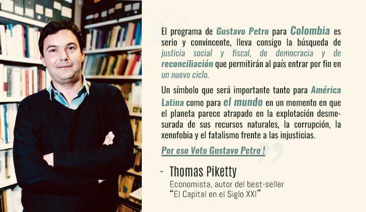 petrogustavo's tweet photo. Uno de los mejores economistas del mundo nos ha expresado su apoyo: Thomas Piketty https://t.co/F07rCvosRj