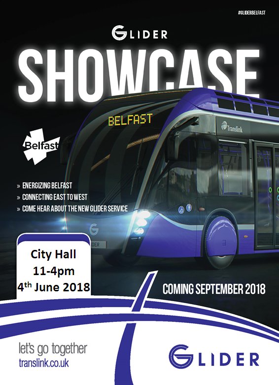 To help kick off #BusAndTrainWeek on Monday we'll have the #Glider at Belfast City Hall for the public to see from 11am - 4pm. #GetOnBoardNI #GliderBelfast <a href="/deptinfra/">Department for Infrastructure</a> #Infra2018