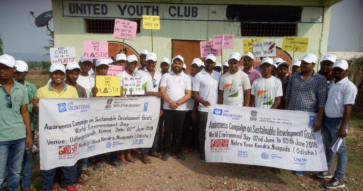 UNDP_India's tweet photo. Youth are the promise of the future and the promise of today! @UNV_India in partnership with @Nyksindia organized a #BeatPlasticPollution awareness campaign in Nuapada, #Odisha where over 50 young #volunteers made their contribution for #WorldEnvironmentDay https://t.co/ZxnlxZWZMQ