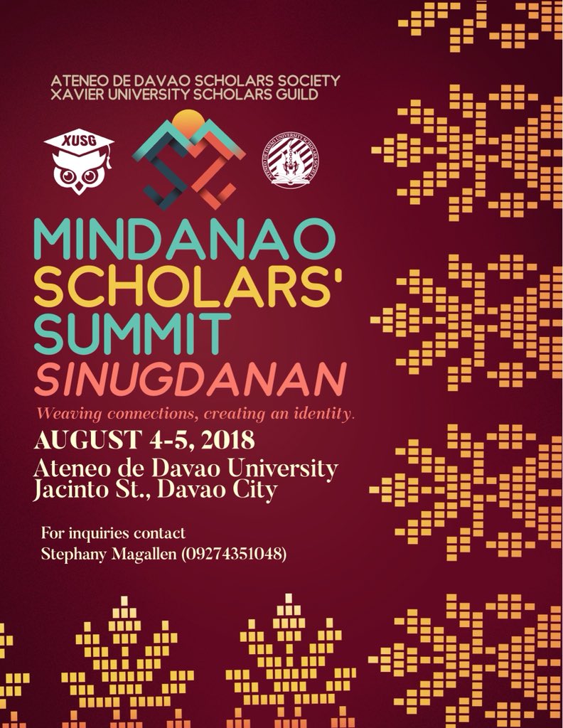 MSSOfficial2018's tweet photo. Scholars all over Mindanao, the hype in here is getting real because Ateneo de Davao Scholars’ Society and Xavier University Scholars Guild presents... https://t.co/ctjDDXMgk4