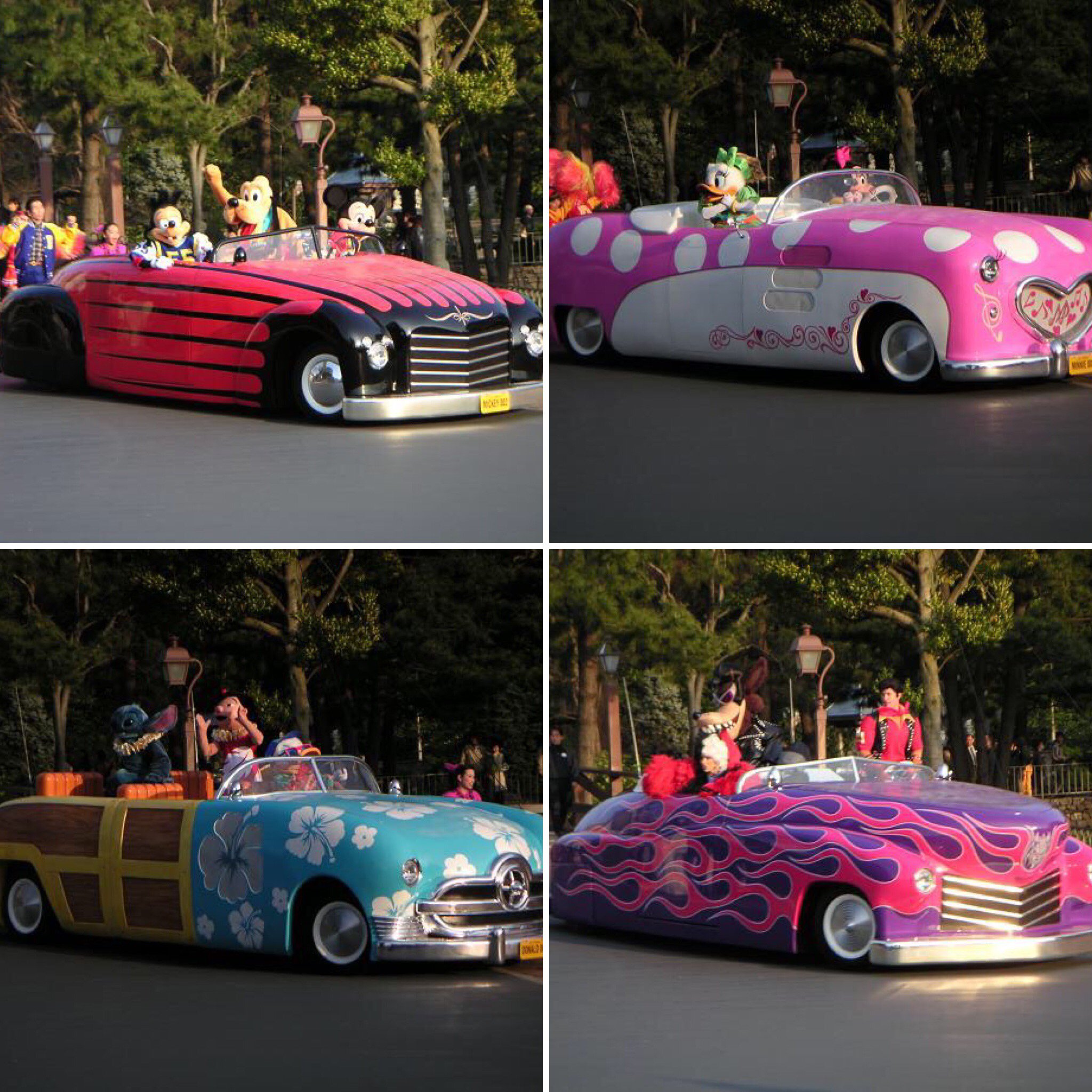 Surotaさんはライブに行きたい Tdrヒストリー 05年のイベント ロック アラウンド ザ マウス のショーで登場したカスタムカー どの車もローダウン フレアパターン塗装などのカスタムカー揃い キャラ達が愛車をドライブして城前に登場するの