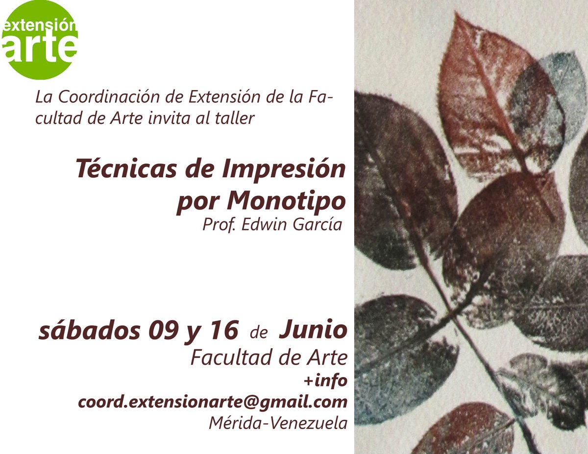 #FelizSabado Recordamos que se adelantó y quedan los últimos cupos para este #taller que te enseñará a #imprimir a mano con el #monotipo. No lo dejes pasar! +info: coord.extensionarte@gmail.com o en #ExtensiónArte