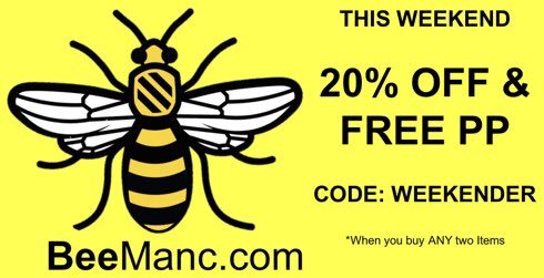 bee_manc's tweet photo. Buzzin!! 20% OFF &amp; FREE PP with our weekender https://t.co/6KSfe3CtYT #bee #mancmade #manchester https://t.co/23hjjfVd7z