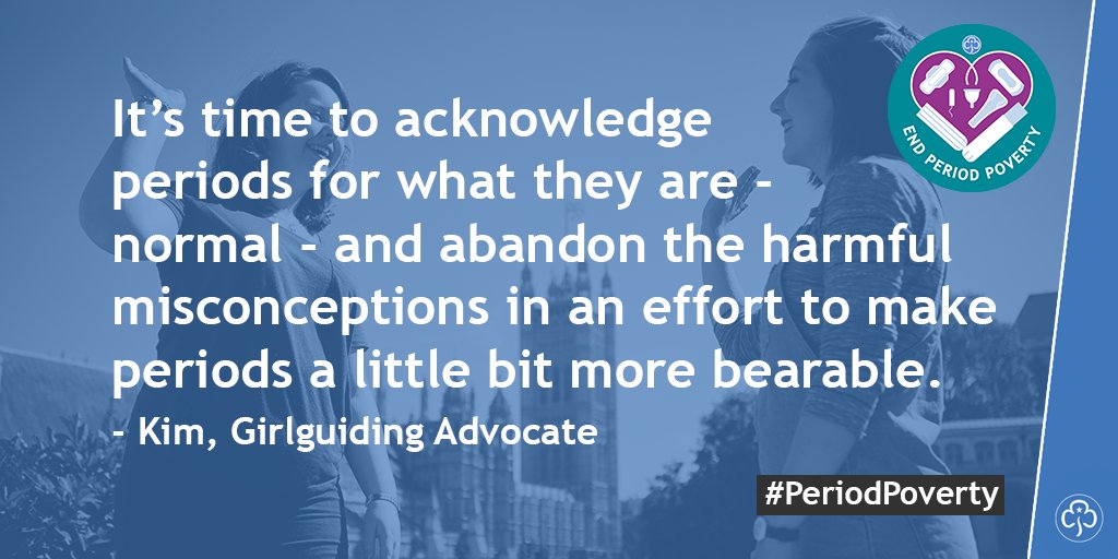 Girlguiding's tweet photo. We’re asking you to take our pledge to talk openly about periods and help make sure no one feels embarrassed or ashamed about them. Find out more... https://t.co/lGOEdKrW1N #PeriodPoverty https://t.co/CKrGC0fq31