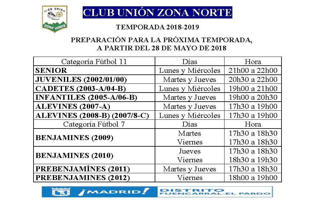 Pruebas de Acceso 2018-2019 
Los interesados en realizar las pruebas de acceso para la próxima temporada en la Escuela deben presentarse a los entrenamientos en relación al cuadro inferior, todas las pruebas se realizan en el Polideportivo de La Cabrera (C/ La Cabrera S/N).