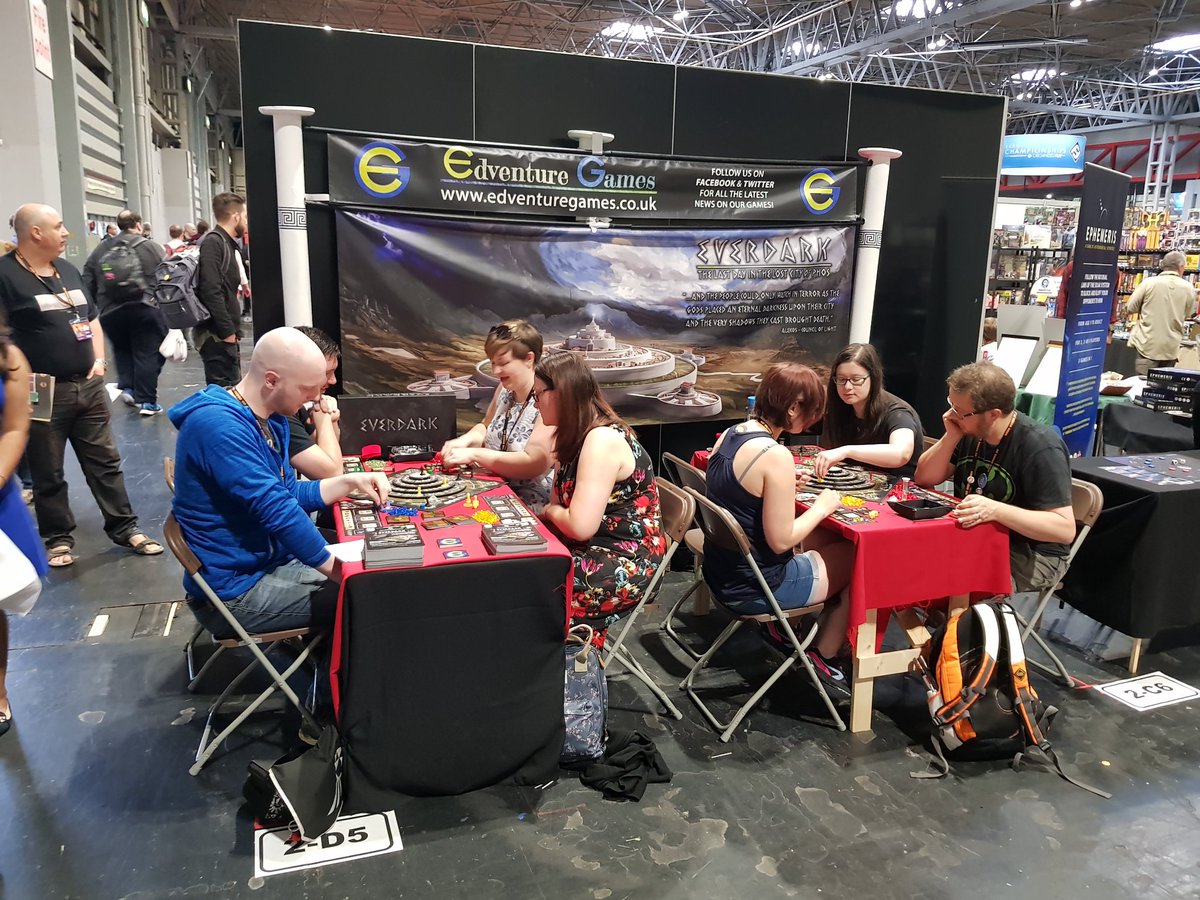 Day 2! Come on down to Hall 2 D5 to test play #EVERDARK . Already got 2 full tables of games going! We look forward to seeing you! Have a great UKGE everyone!