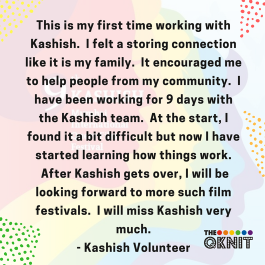 QKnitFoundation's tweet photo. Check out #KASHISHStories, a follow-up to #SouthAsias biggest #Queer Fest #KASHISH2018. DM to get featured. #Khejdi #EveningShadows #TheCoverStory #Noblemen #TogetherWithPride #LetsRockTheCity #KASHISH2018 #FilmFestival #LGBTQ #LGBT #LGBTfest #Pride2018 #PrideMonth https://t.co/z3OkSmbcxo