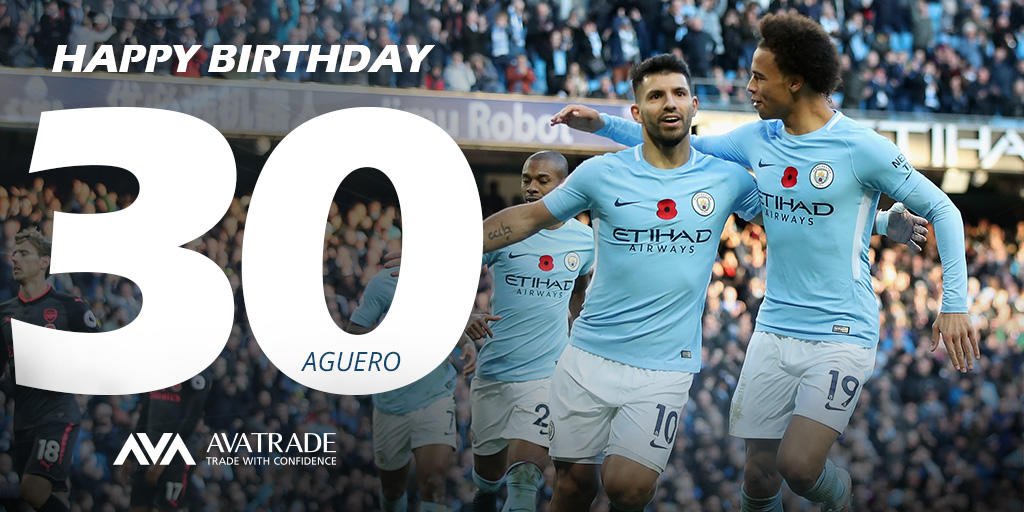 AvaTrade's tweet photo. Wishing a happy birthday to @aguerosergiokun from our partner @ManCity who turns 30 today! Feliz Cumpleaños 🎉🎁🎂
#AvaCity #ManCity https://t.co/o0TaaMHWx6