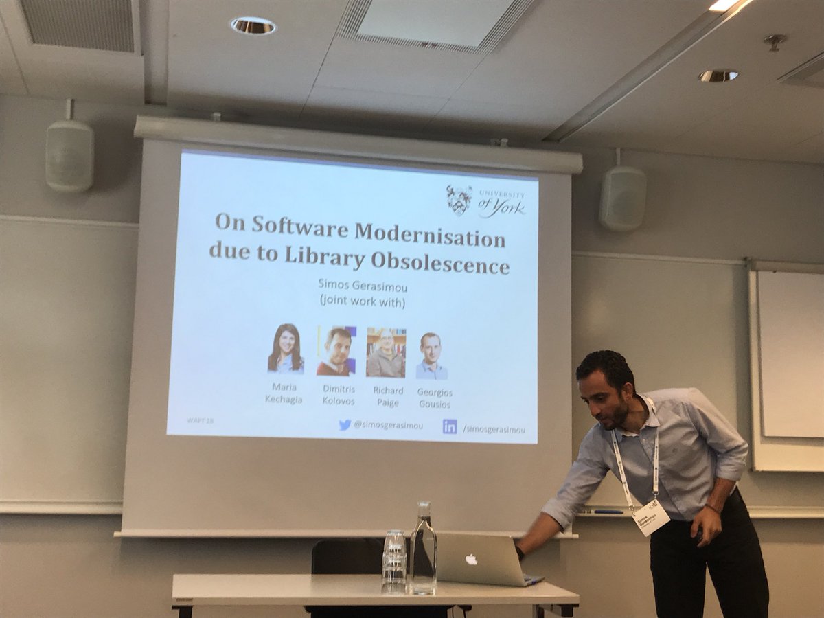 sarahnadi's tweet image. Next talk at #wapi18 by @simosgerasimou  deals with software obsolescence #icse18