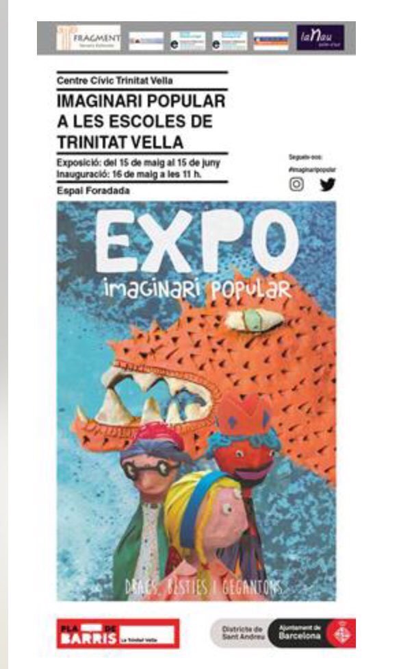 imaginaripopul1's tweet photo. #TrinitatVella està de #FestaMajor 🤹🏼‍♂️🎼🎉 al @CCTrinitatVella podeu visitar #expo #Imaginaripopular que han fet els nens i nenes d’ #escoles #imaginar #crear #aprendre #compartir #familia #barri #Pladebarris #caixaeine
@BCN_SantAndreu @bcncultura @BCNx4euros @TimeOutBCN https://t.co/tpR2UfmSBR
