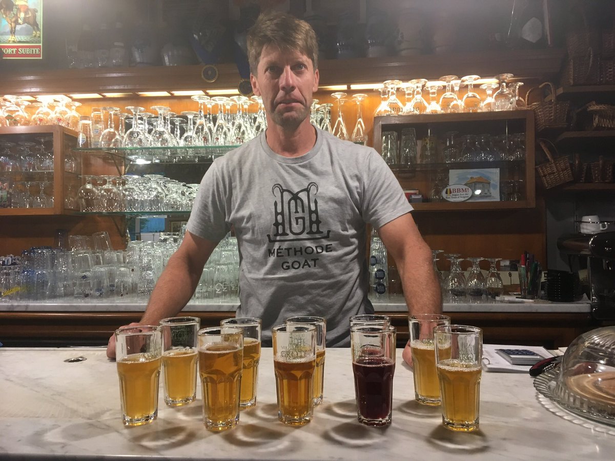 BBCFoodProg's tweet photo. Sunday: adventures in Belgium beer, Trappist ales to lambics, artful blending &amp; a beer cafe run by enthusiast and full time gardener Kurt (pic’d with lambics).How did tiny Belgium shape the world’s beer flavours? Find out with @DanSaladinoUK @PeteBrownBeer @RegulaYsewijn #TimWebb https://t.co/JDtdYoDlJR