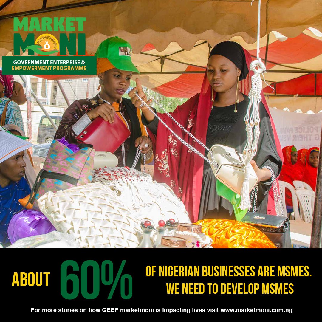 MSMEs contribute to 60% of Nigeria’s labour market. Developing businesses in this category has caused Nigerians to smile and thrive.
#GEEP4U #GEEPMarketMoni #MarketMoni