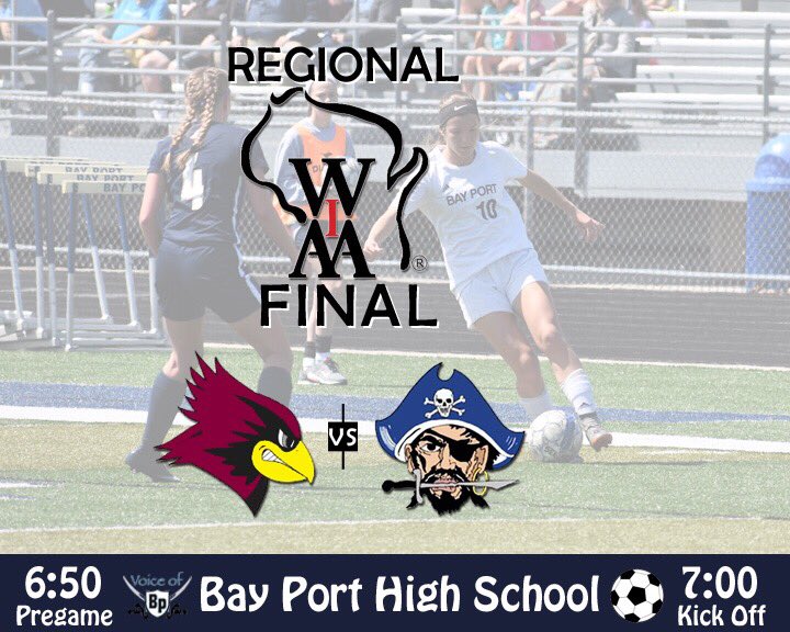 It is Game Day!

Join us tonight from <a href="/BayPortHS/">Bay Port High School</a> for the <a href="/wiaawi/">WIAA</a> Regional Final⚽️
#4️⃣ <a href="/DPWomensSoccer/">DP Womens Soccer</a> 🆚 #1️⃣ <a href="/BPGirlsSoccer/">BP Girls Soccer</a> 

📻 meridix.com/event/135556
Kick Off is set for 7pm - Pregame Broadcast Coverage begins at 6:50