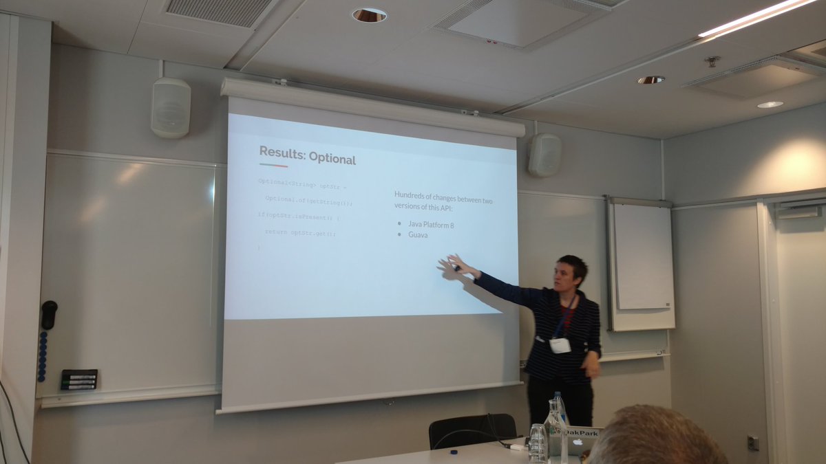 wapi2018's tweet photo. Caitlin Sadowski from @Google presenting her work with @CaptainEmerson and others on discovering #API usability problems at scale! #wapi18 #icse2018 #ICSE18 @ICSEconf @icse2018 https://t.co/d9jI2tePbL