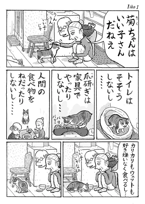 2ページ猫漫画「菊ちゃんはいい子さん」 #猫漫画 