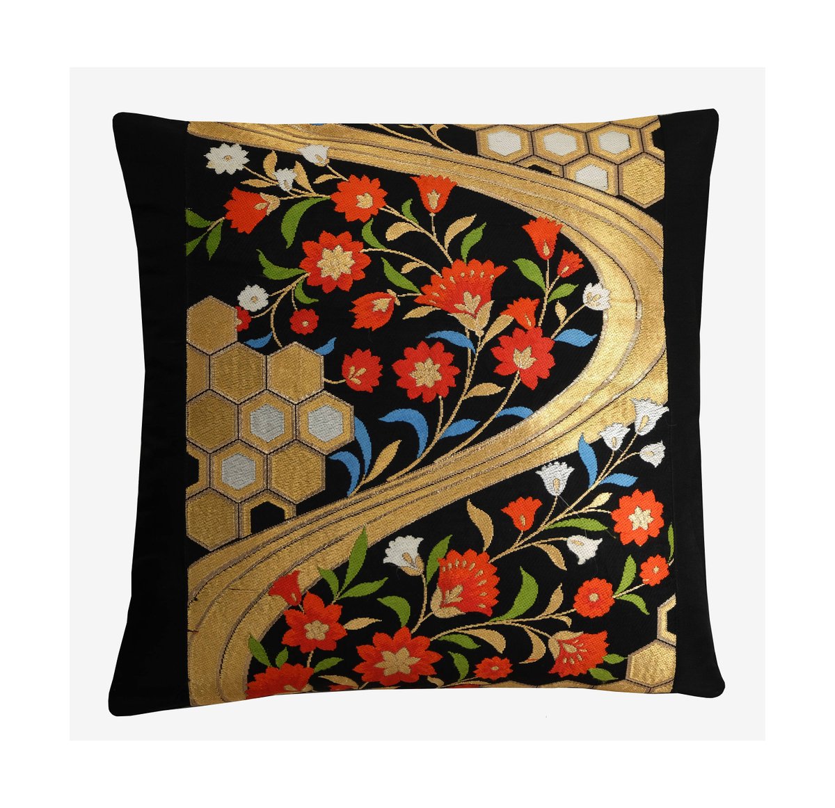 Black Floral Pillow 16x16, Japanese Silk Cushion Cover, Asian Home Decor, Fathers Day Gift - Free Shipping UK tuppu.net/7b3ff3b8 #Etsy #Diversecushions #LuxuryPillows