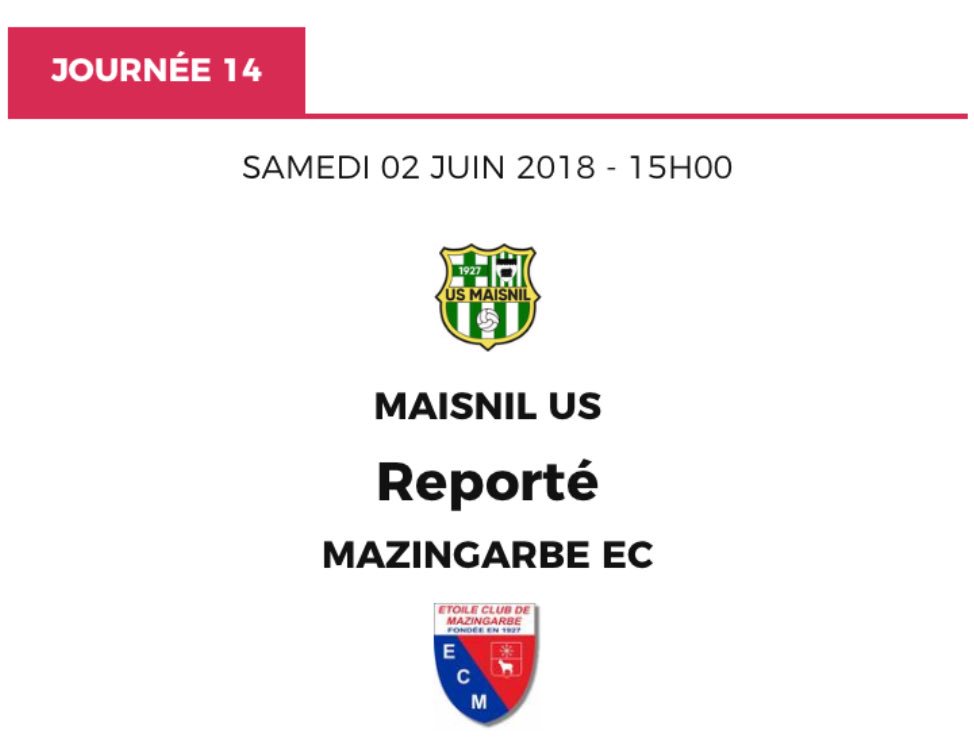 USM_Officiel's tweet photo. [#Remise] Le match du jour initialement prévu à 15H00 au #StadeMunicipal est reporté à la demande de Chantal. 

 #USMECM https://t.co/49iOglaY6b