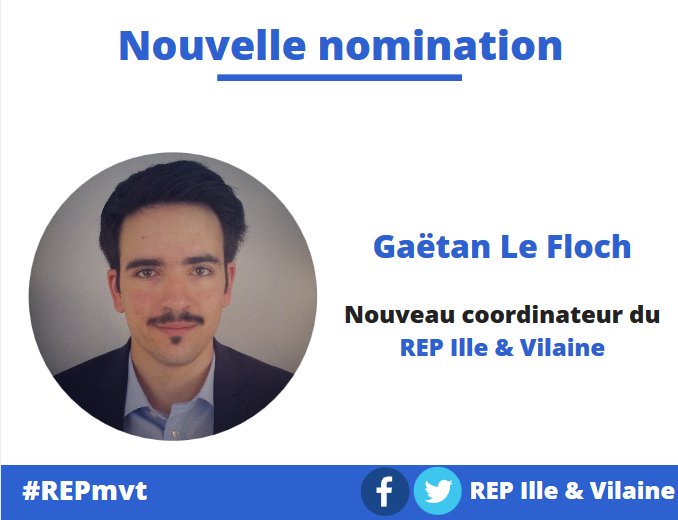REP_mvt's tweet photo. Toutes nos félicitations à @G_LeFloch qui est désormais nouveau coordinateur territorial du @REP_mvt35 ! 

#REPmvt #Bretagne https://t.co/5ChkeXBlyM
