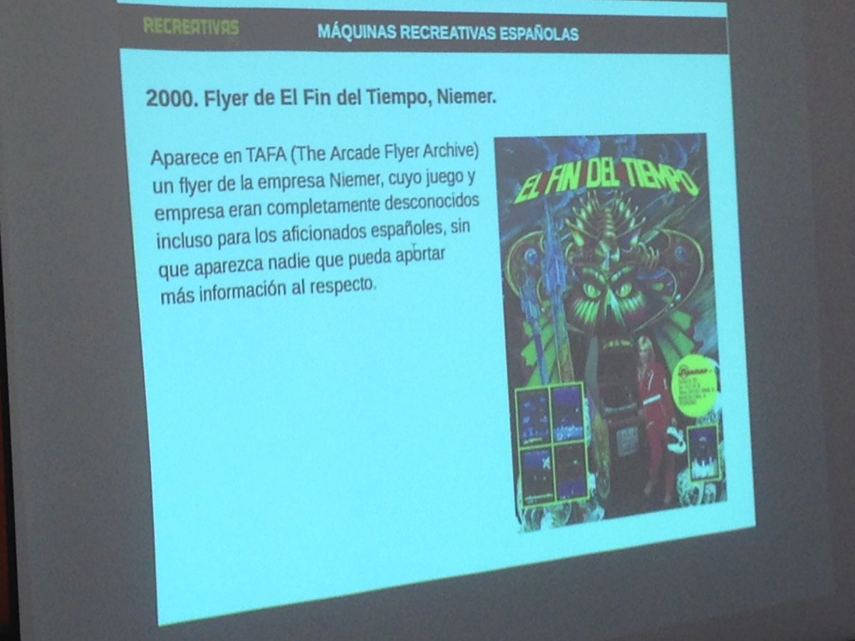 Arcade_Vintage's tweet photo. Primicia que nos da @Osquilla9 y David en #ArcadeCon2018 😱😱😱https://t.co/MQmAGs4dyy ha conseguido preservar el juego arcade español 'El fin del tiempo' de Niemer SA de 1981. El gran desconocido de la escena retroarcade en España. Notición!!! 💪🏻💪🏻💪🏻Momentazo! https://t.co/pXyHlmicV1