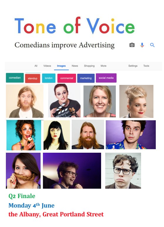 TovComedy's tweet photo. We are a night where comedians improve advertising. 
Next show is Monday 4th June at @TheAlbany featuring a line-up of London's best comics doing all sorts of insanity. 
A few tickets left here: https://t.co/xPe7PBzijn https://t.co/pfCmC6UXox