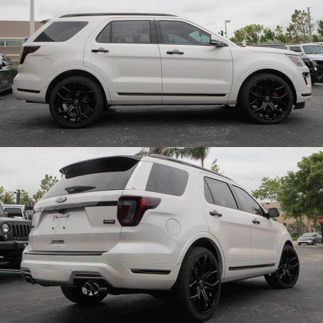 Alex Vega More Pictures Of This 18 Ford Explorer Color Keyed White All Accents Painted Black Roof Painted Black Brake Calipers Painted Red Sitting On 22 Custom Wheels Be The