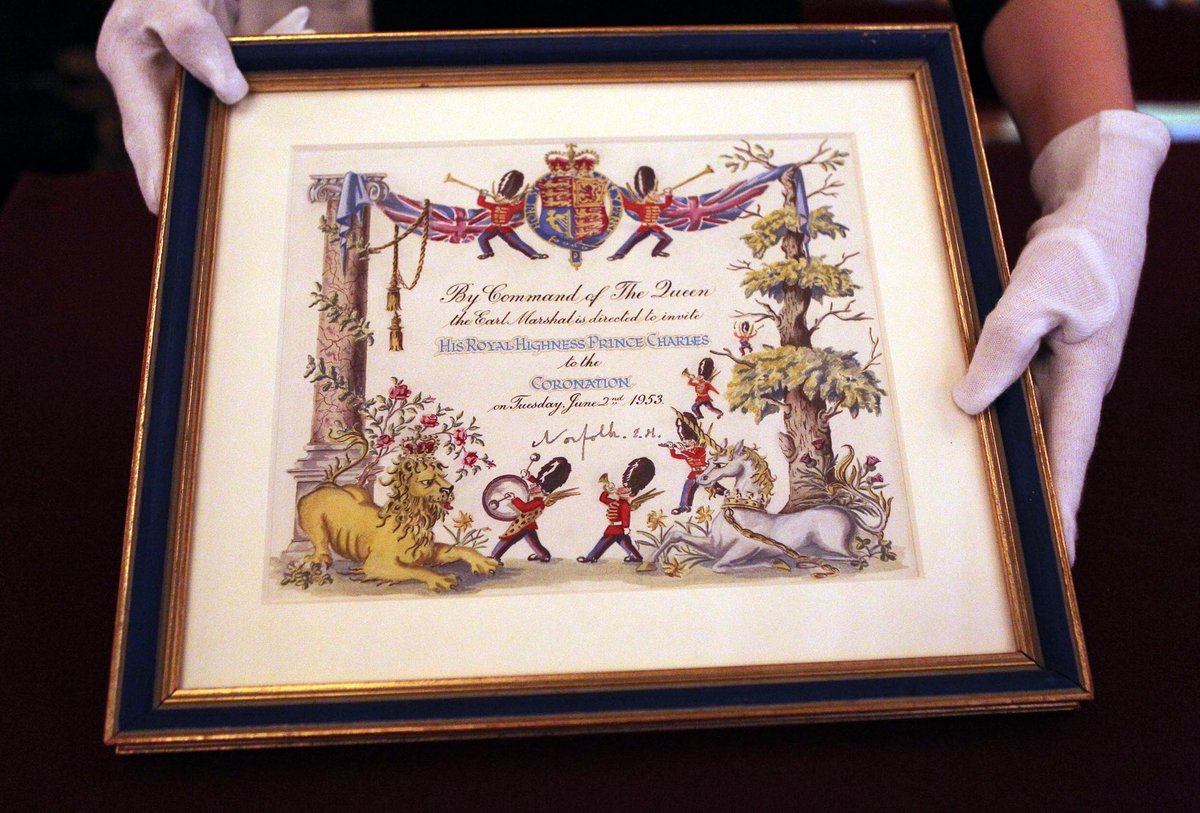 ClarenceHouse's tweet image. Four-year-old Prince Charles was the first child to witness his mother's coronation as Sovereign. HRH received his very own specially illustrated invitation.

50 facts about The Queen’s Coronation: bit.ly/2rMoBP7