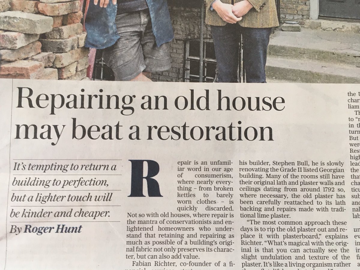 huntwriter's tweet photo. My piece in @TeleProperty today focuses on the importance of repairing rather than restoring old buildings. #heritage #architecture @SPAB1877 @SPABLondon https://t.co/bJK6UA66RE