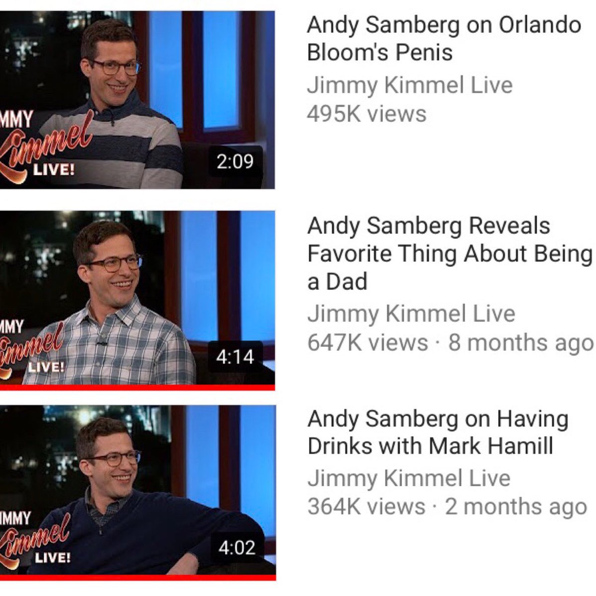 Why Is Every Thumbnail With Andy Samberg The Exact Samepic.twitter.com/NqWQ...