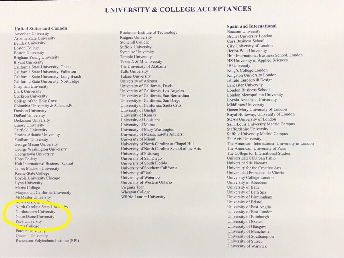 Another impressive year of acceptances for <a href="/schoolmadrid/">American School of Madrid</a> graduates. But one stands above all. #goirish ! #golancers #ASMgrads2018 <a href="/nd_news/">Notre Dame News</a> <a href="/NotreDame/">University of Notre Dame</a>