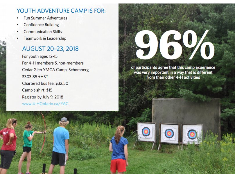 4HOntario's tweet photo. Are you 12-15 years old and looking for a great camp experience this summer? Youth Adventure Camp is coming from Aug. 20-23. Sign up today! https://t.co/hqL0tc57LX https://t.co/WqYfsLQ2dy