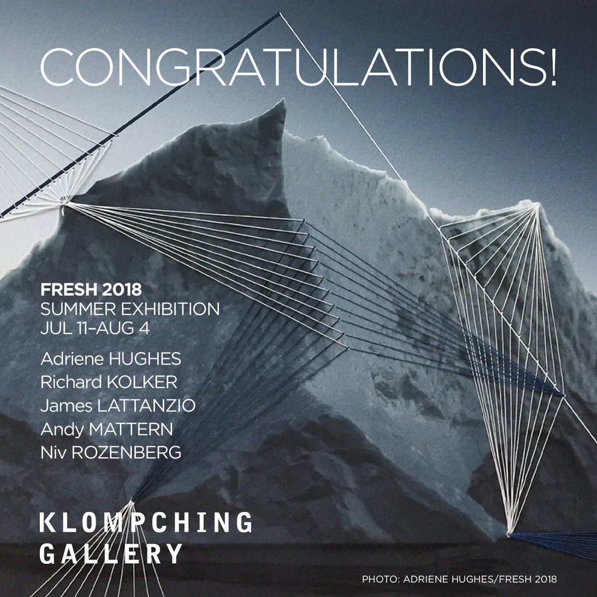 KLOMPCHING's tweet photo. Congratulations to the 5 Exhibiting Artists and 10 Finalists for #FRESH2018. Please join us for an artist's reception on July 12th, 6:00โ8:00pm. #RhondaWilsonAward #AnnualSummerShow #dumboartgallery #NewYorkArtExhibition https://t.co/plpcdFuuKA