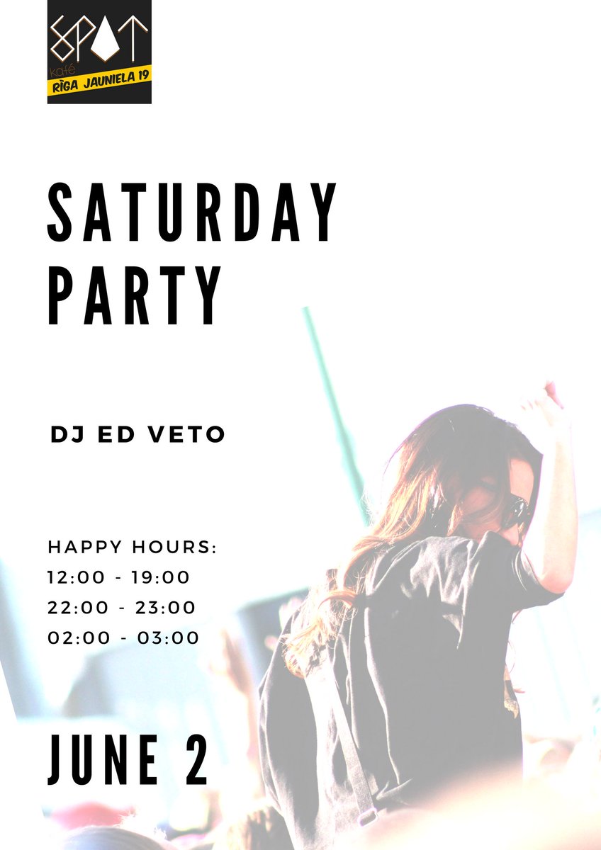 Šovakar (02.06.) <a href="/SpotKafe/">Spot Kafé - Bar</a> 
Saturday Party
#Vecrīga #Oldriga #Rīga #Riga #Latvija #Latvia #sestdiena #ballīte