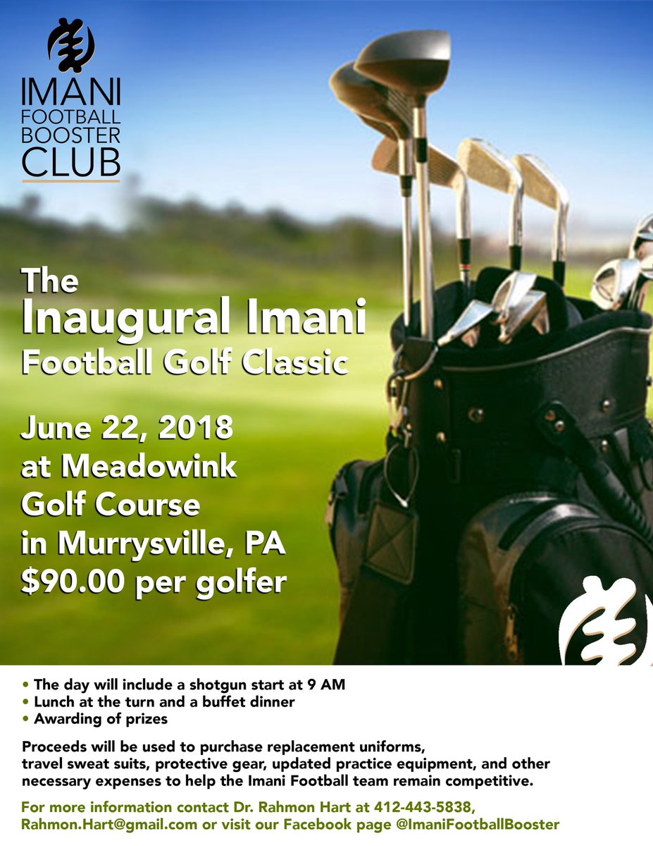 The Hart of the Game Consulting (@hartofthegame) on Twitter photo Come out and golf in the Inaugural Imani Football Golf Classic on June 22nd. Register ASAP or serve as a sponsor (many levels available). <a href="/ICAFOOTBALL/">Imani Saints</a> ππποΈ Come out and golf in the Inaugural Imani Football Golf Classic on June 22nd. Register ASAP or serve as a sponsor (many levels available). <a href="/ICAFOOTBALL/">Imani Saints</a> ππποΈ