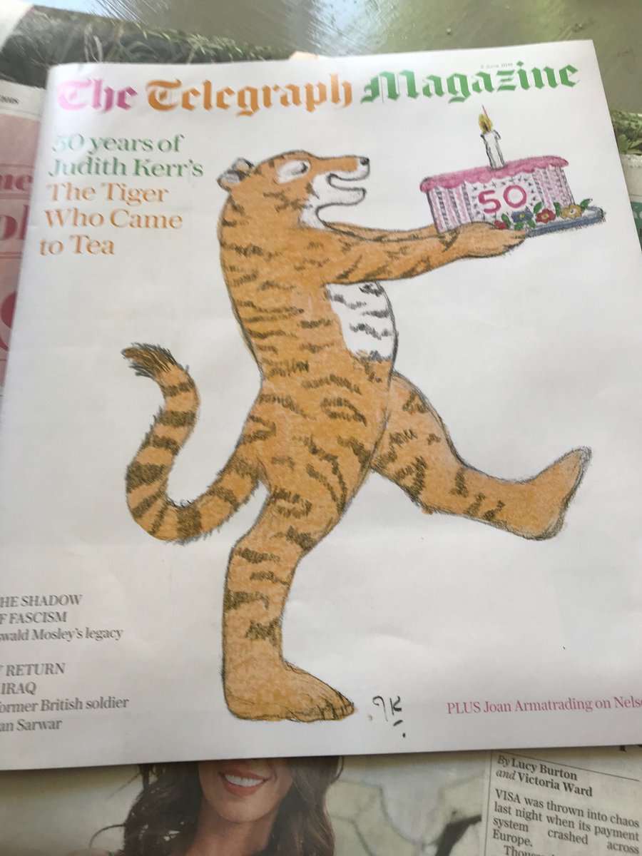 Absolutely Gorgeous cover of today’s <a href="/Telegraph/">The Telegraph</a> magazine. #Judithkerr #tiger50 <a href="/HarperCollinsCh/">HarperCollins Children's Books</a>