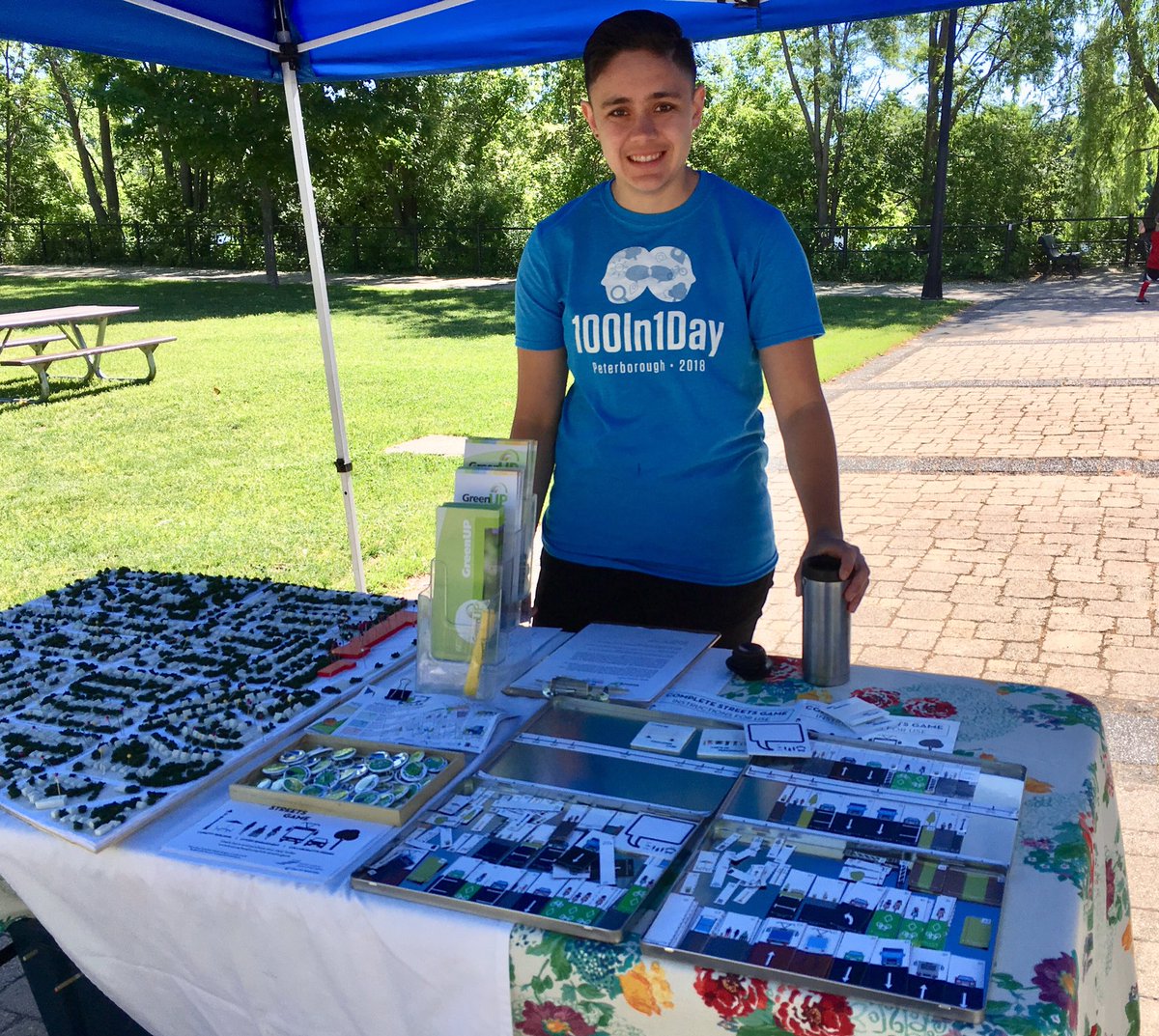 TCATonline's tweet photo. Out reimagining #ptbo streets with the #CompleteStreetsGame for @100in1DayPtbo with @ptbogreenup! Check out the interventions happening all over the city on this sunny Saturday! #100in1Day #100in1dayPTBO https://t.co/LkV72l4opl
