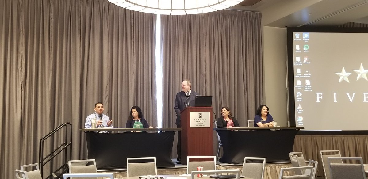 ER4Texas's tweet photo. Administrators from #UNT #ASU #TWU #NCTC speak about their supporting roles in promoting educational success for students that have experienced foster care at #ER4Tconf18 https://t.co/ccV4MFLhQv