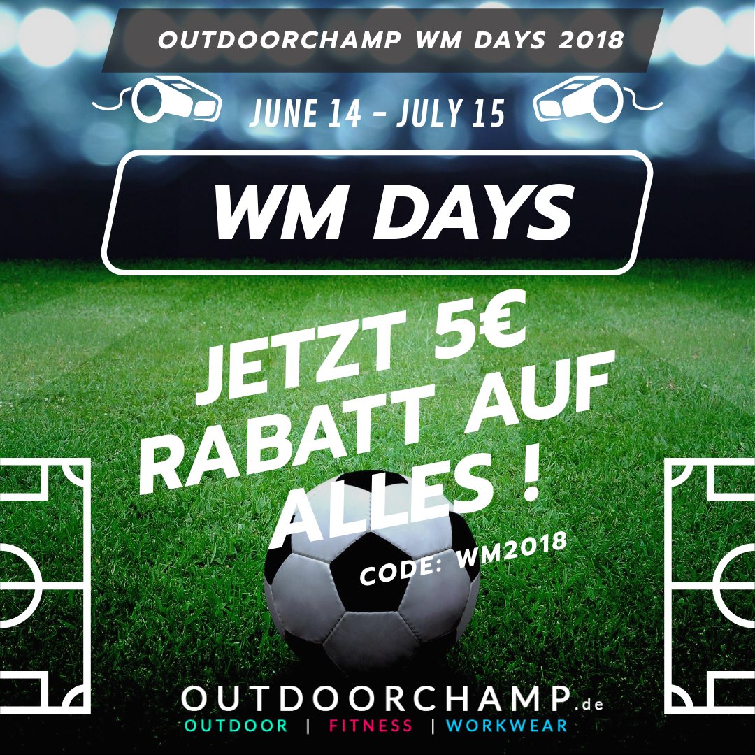outdoorchampde's tweet photo. Die https://t.co/muzFlk639e WM Days ! Jetzt viele Rabatte sichern ! Heute geht es los mit 5Eur Rabatt auf unser gesamtes Sortiment !
Jetzt im Online Store super Angebote entdecken https://t.co/WGwYRkCG4W
#wm2018 #WM2018 #instagram #love #outdoorchamp #wmtipps2018 #Fussball https://t.co/llotLjYTSq