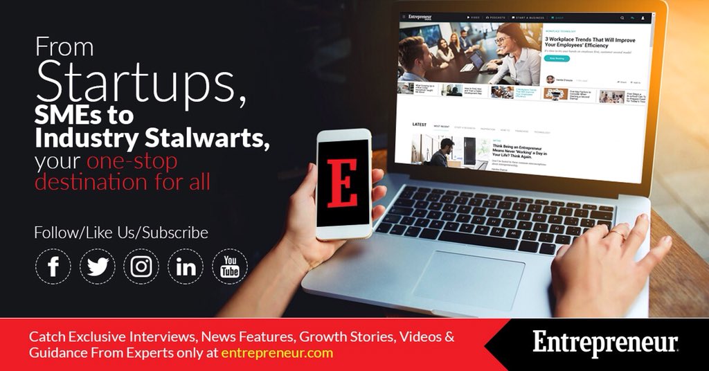 startapfest's tweet photo. @EntrepreneurIND featuring stories from StartAP. 
Happy to partner as the Media Partner for #StartAP2018

Checkout stories at- 
FB: https://t.co/AL0K7Y8x8C
Linkedin: https://t.co/JPfcb3Hhd4
Instagram: https://t.co/rkBl9DoC4D
YouTube: https://t.co/GP2dTo9NAd https://t.co/ZA5CQLOvoI
